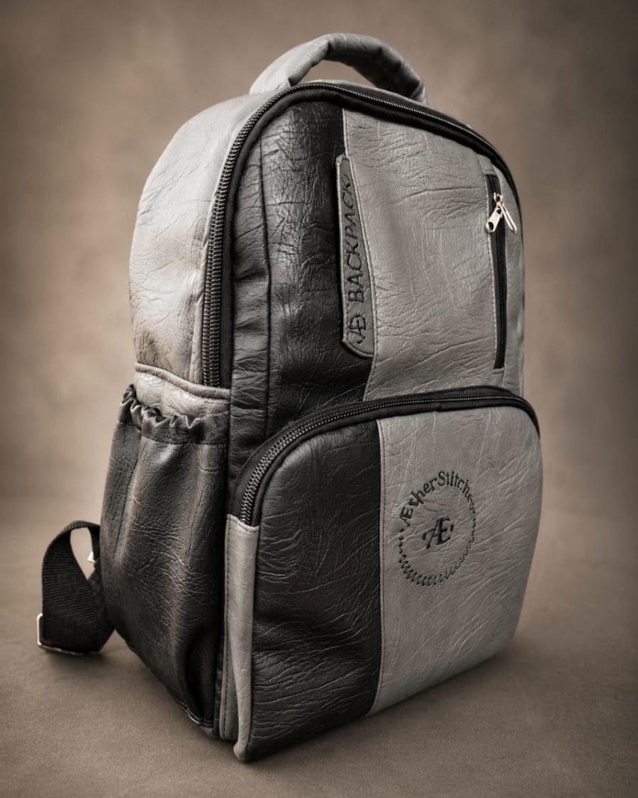 Aether Stitches Two-Tone Faux Leather Backpack