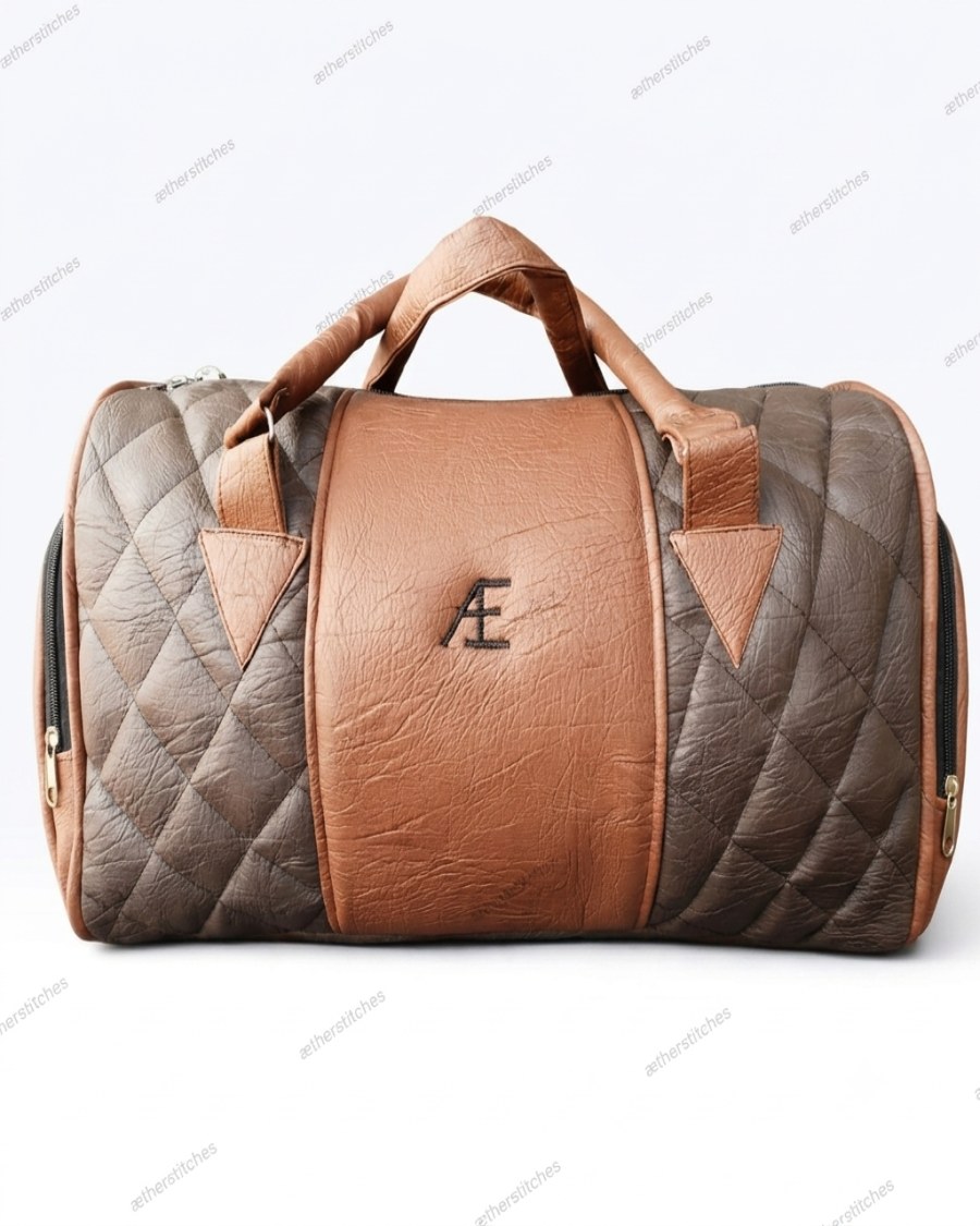 Aether Stitches Quilted Two-Tone Faux Leather Duffle Bag