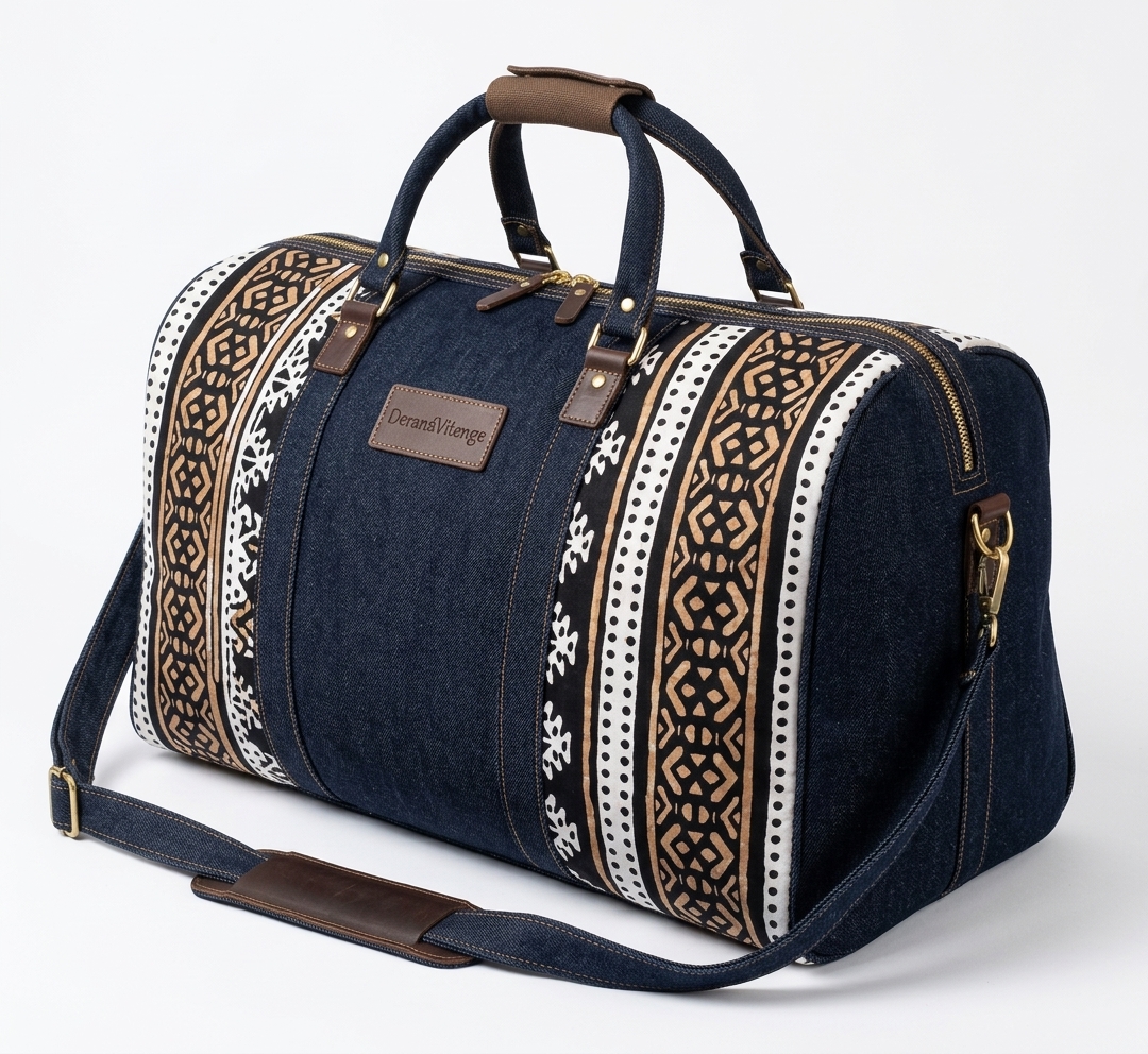 The DeranaVitenge Denim Weekender Duffel